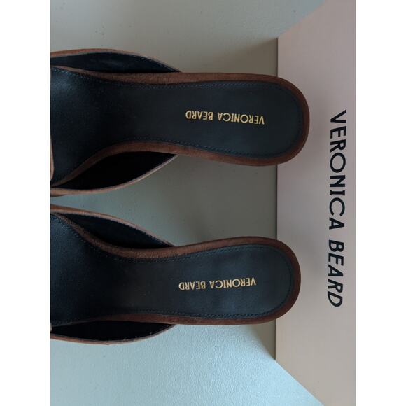 NIB Veronica Beard Leslie Suede Mule Size US 9M Cedar 2.75" Heel - Picture 7 of 12